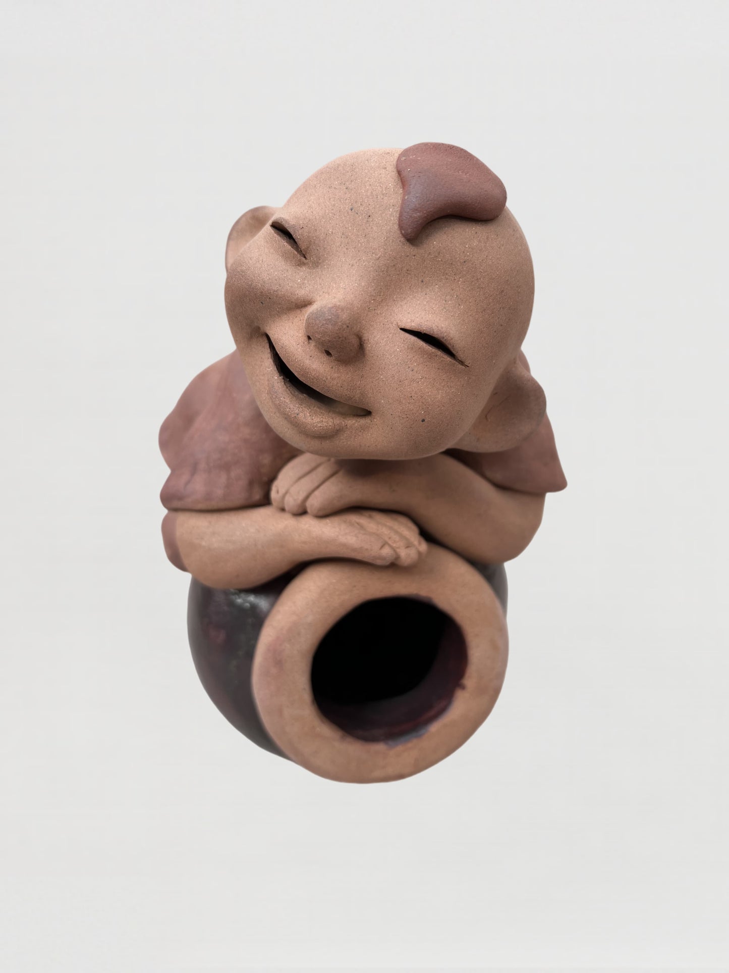 Handmade clay figurine – 缸上童笑