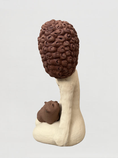 Handmade clay figurine – 卷髮安坐與貓