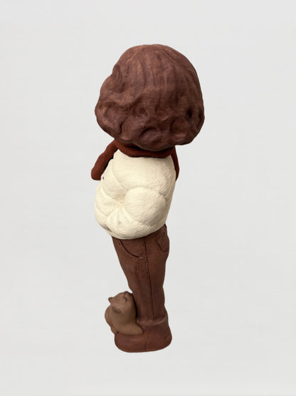 Handmade clay figurine – 新時代女孩與貓