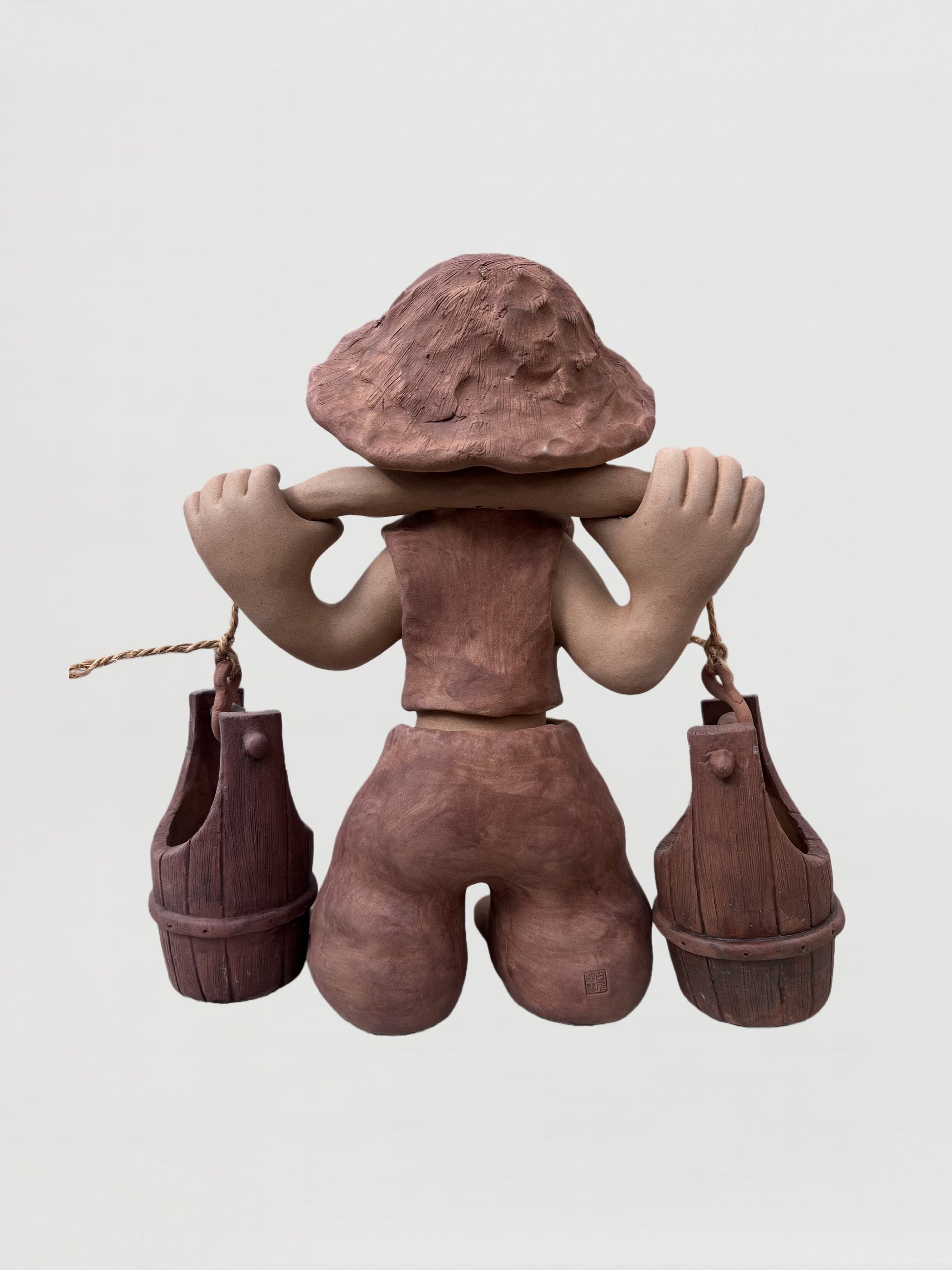 Handmade clay figurine – 赤腳童‧挑水忙
