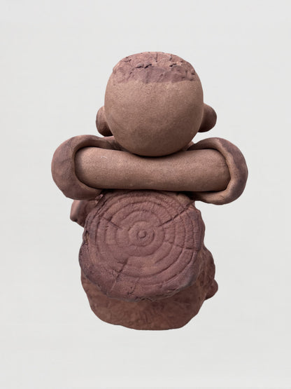 Handmade clay figurine – 赤腳童‧木上酣憩