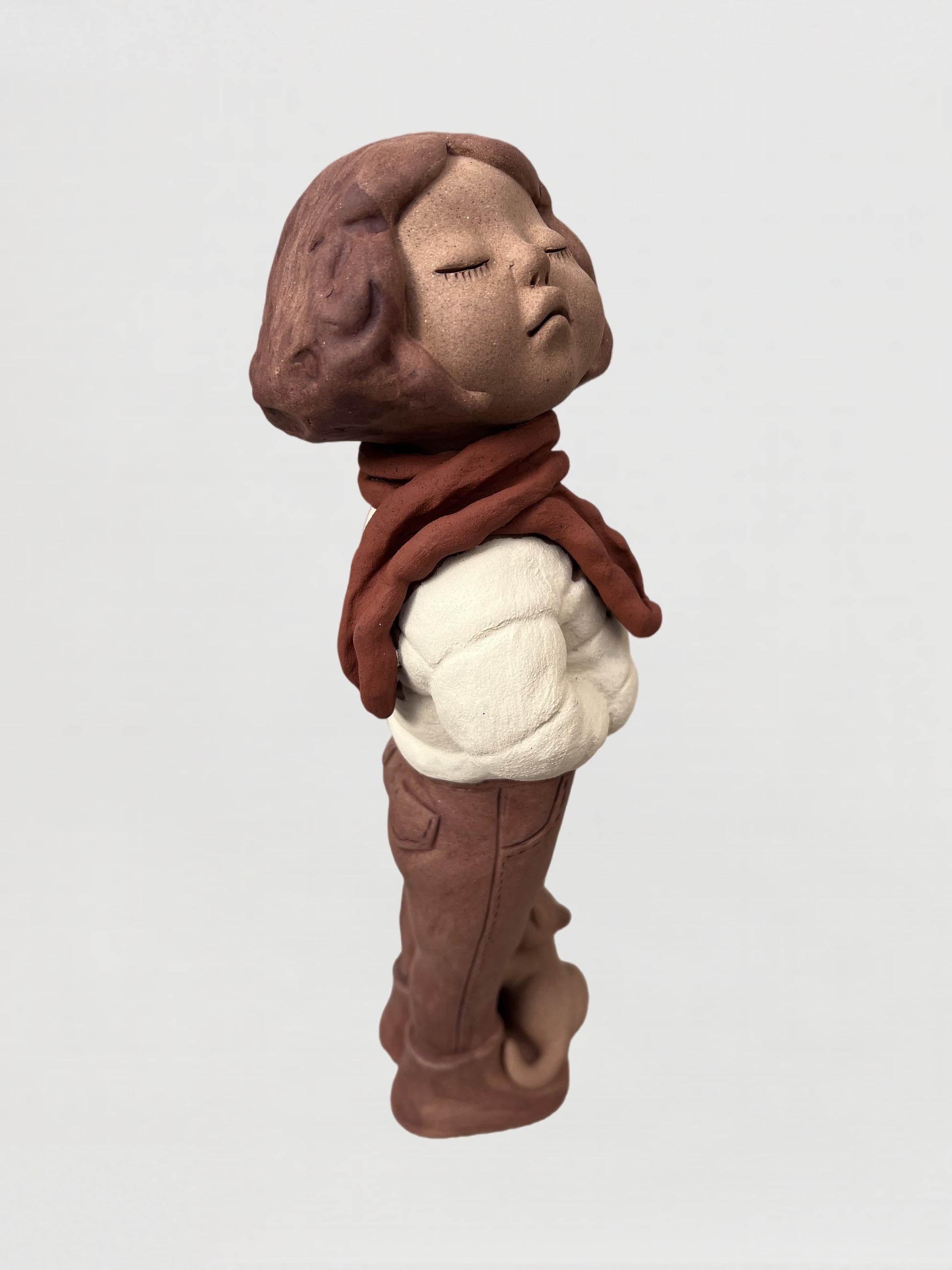 Handmade clay figurine – 新時代女孩與貓