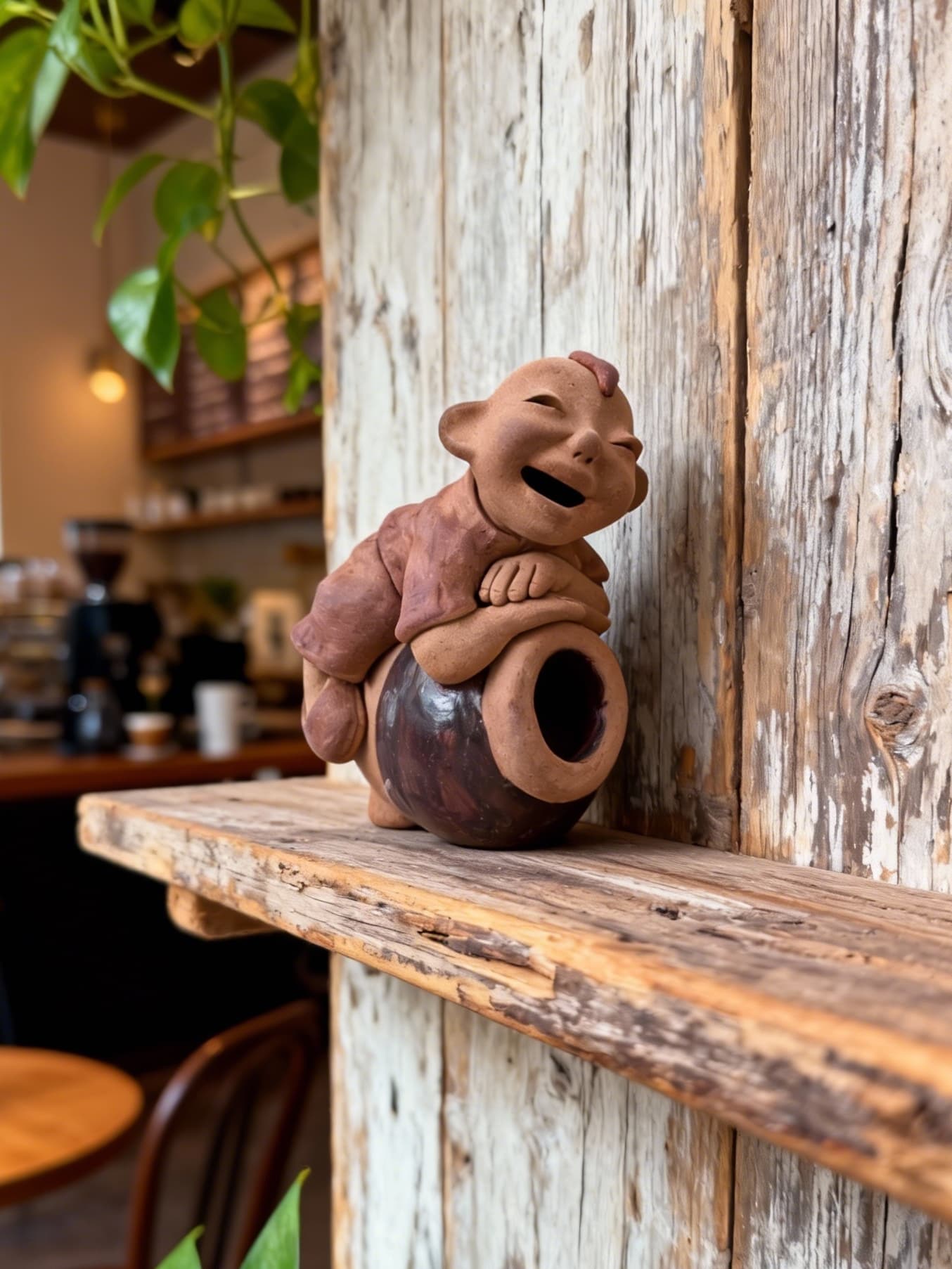 Handmade clay figurine – 缸上童笑