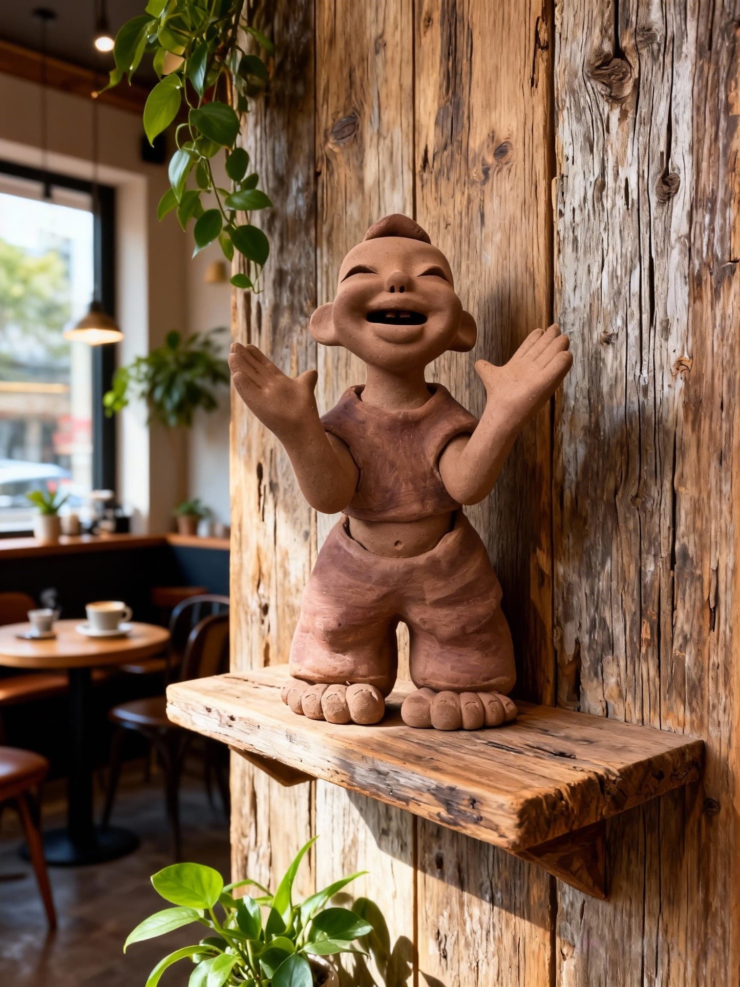 Handmade clay figurine – 赤足歡拍童