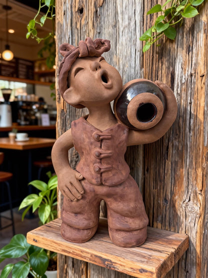 Handmade clay figurine – 扛缸行路